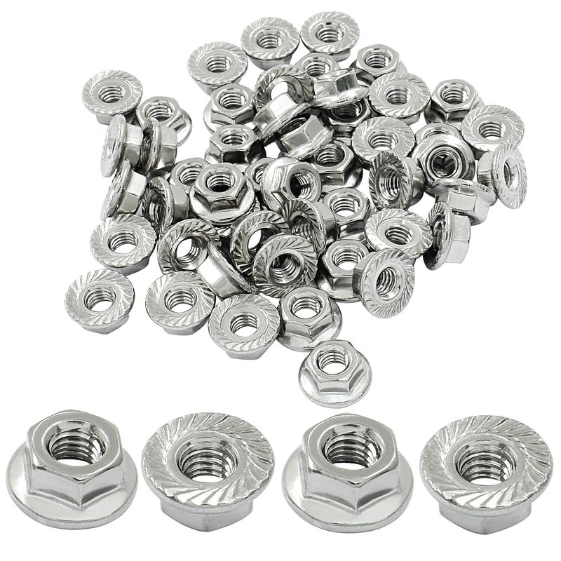 Dijedev M4/0.7mm Serrated Flange Hex Nuts, 50Pcs Hexagon Flange Nuts, 304 Stainless Steel 18-8, Full Thread, Hex Drive, Bright Finish - Image 1